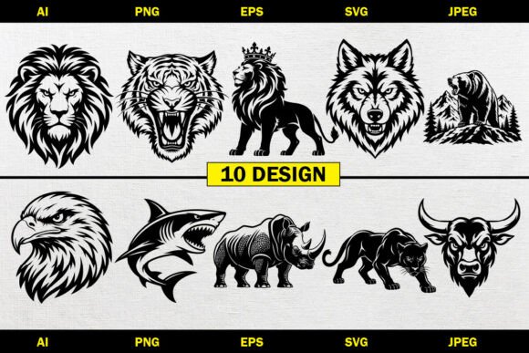 Download Wild Animal Vector Bundle Design SVG PNG - Wild animal Collection