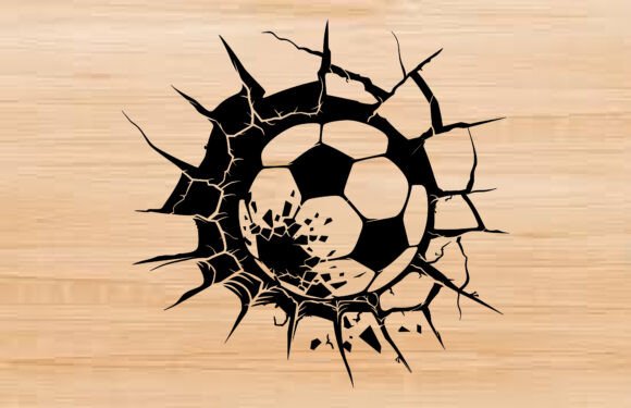 Download Soccer Ball Cracked Wall Silhouette SVG - Premium Bundle