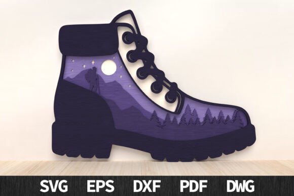 Download Hiking Boot Adventure Layered Art - Layered art Collection
