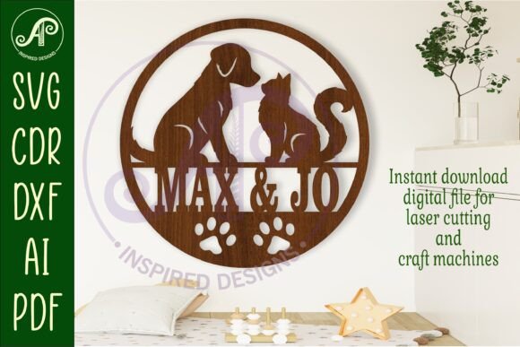 Download Cat and Dog Pet Name Sign Svg Laser - Dog Collection