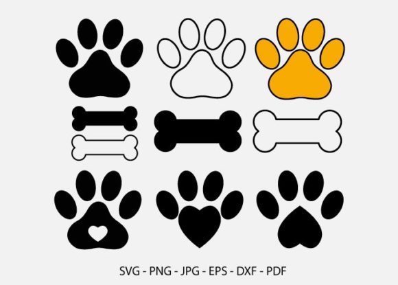 Download Paws Bundle, Cut Files, Dog Bone Cat - Dog Collection