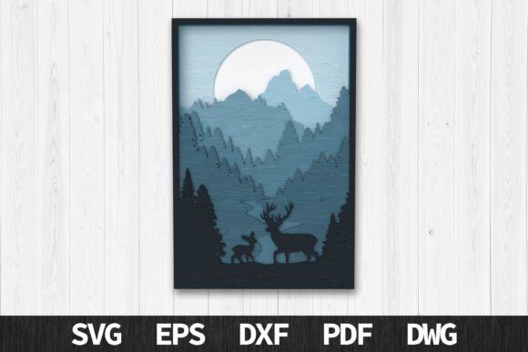 Download Deer in Moonlit Forest Layered Art - Layered art Collection