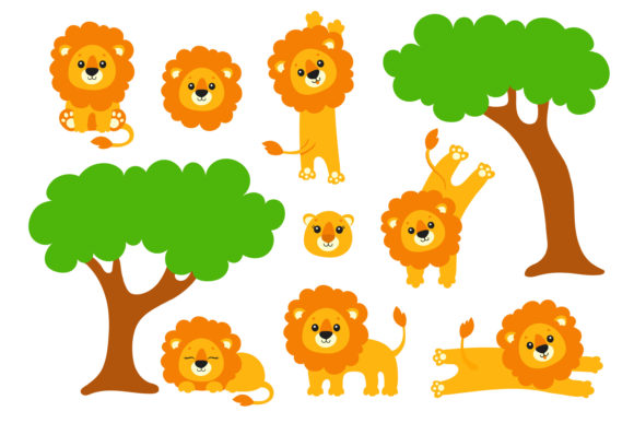 Download Cute Lion Set. Wild Animal. - Wild animal Collection
