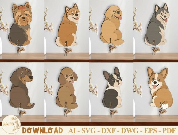 Download Dog Key Holder Laser Cut File SVG Bundle - Dog Collection
