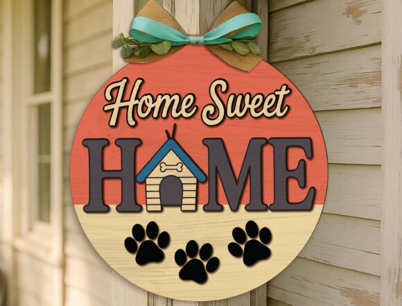 Download Dog Paw Home Sweet Home Laser Cut File - Dog Collection