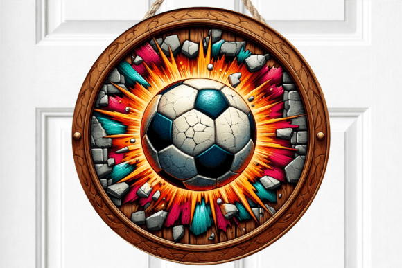 Download Soccer Ball Wall Break Art Door Sign - Premium Resources