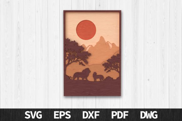 Download African Lion Landscape Layered Art - Layered art Collection