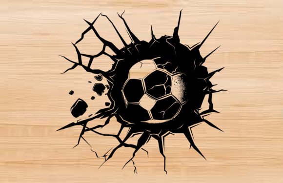 Download Soccer Ball Cracked Wall Silhouette SVG - Premium Resources