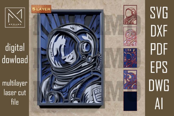 Download Framed Astronaut SVG Layered Art - Layered art Collection